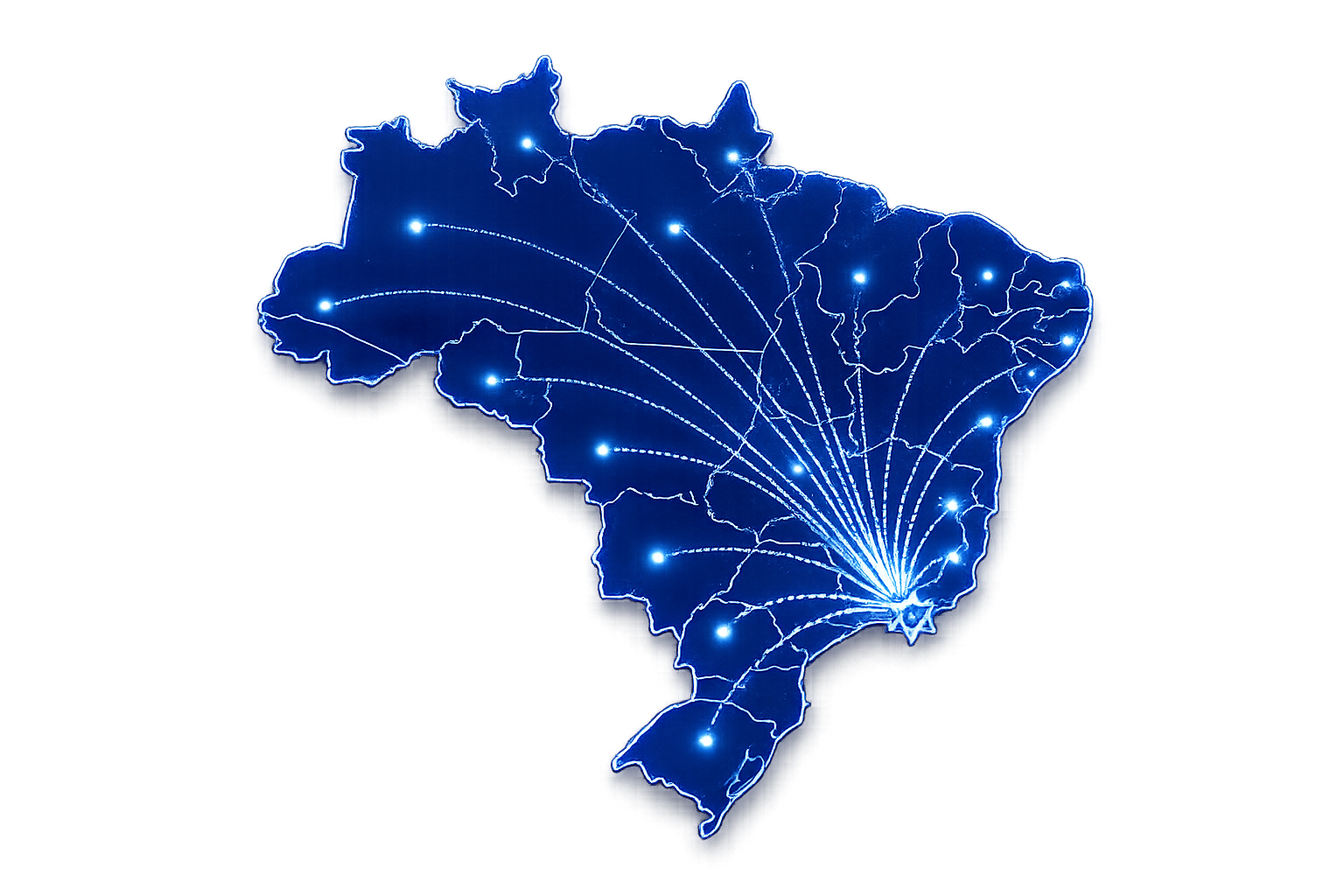 Mapa do Brasil representando a atuação nacional da MIRANDA